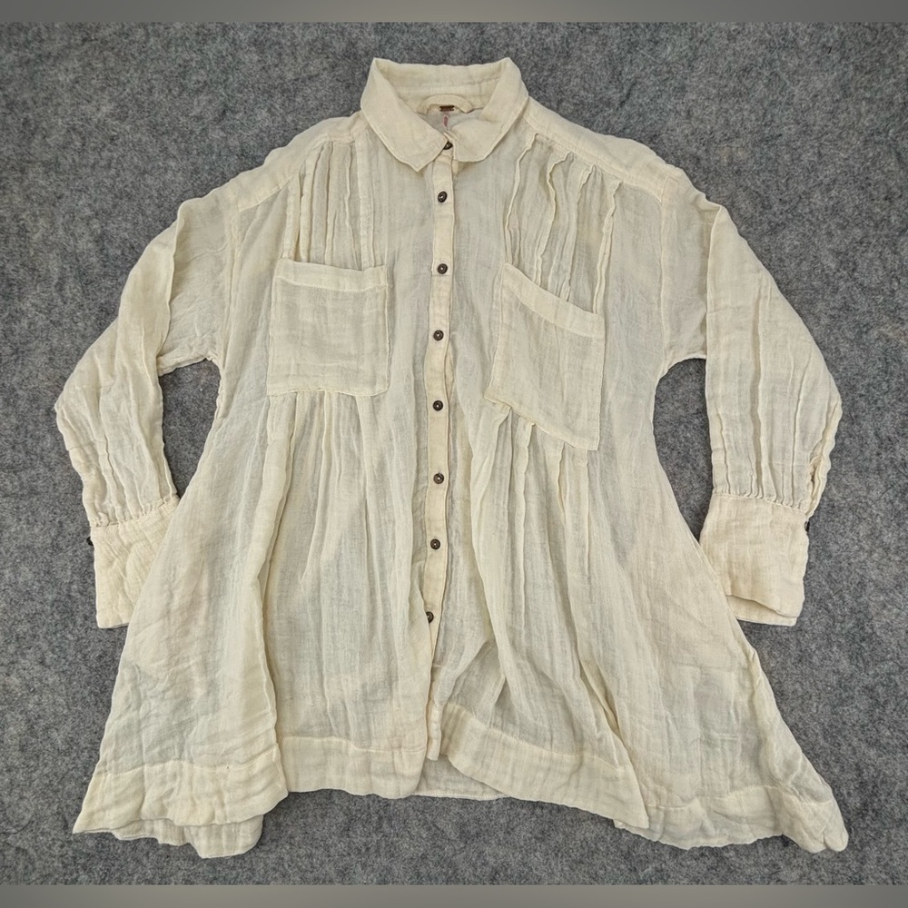 Free People‎ | Gauze Oversized Tunic or Dress | Cream | Thicker, sheer | Small